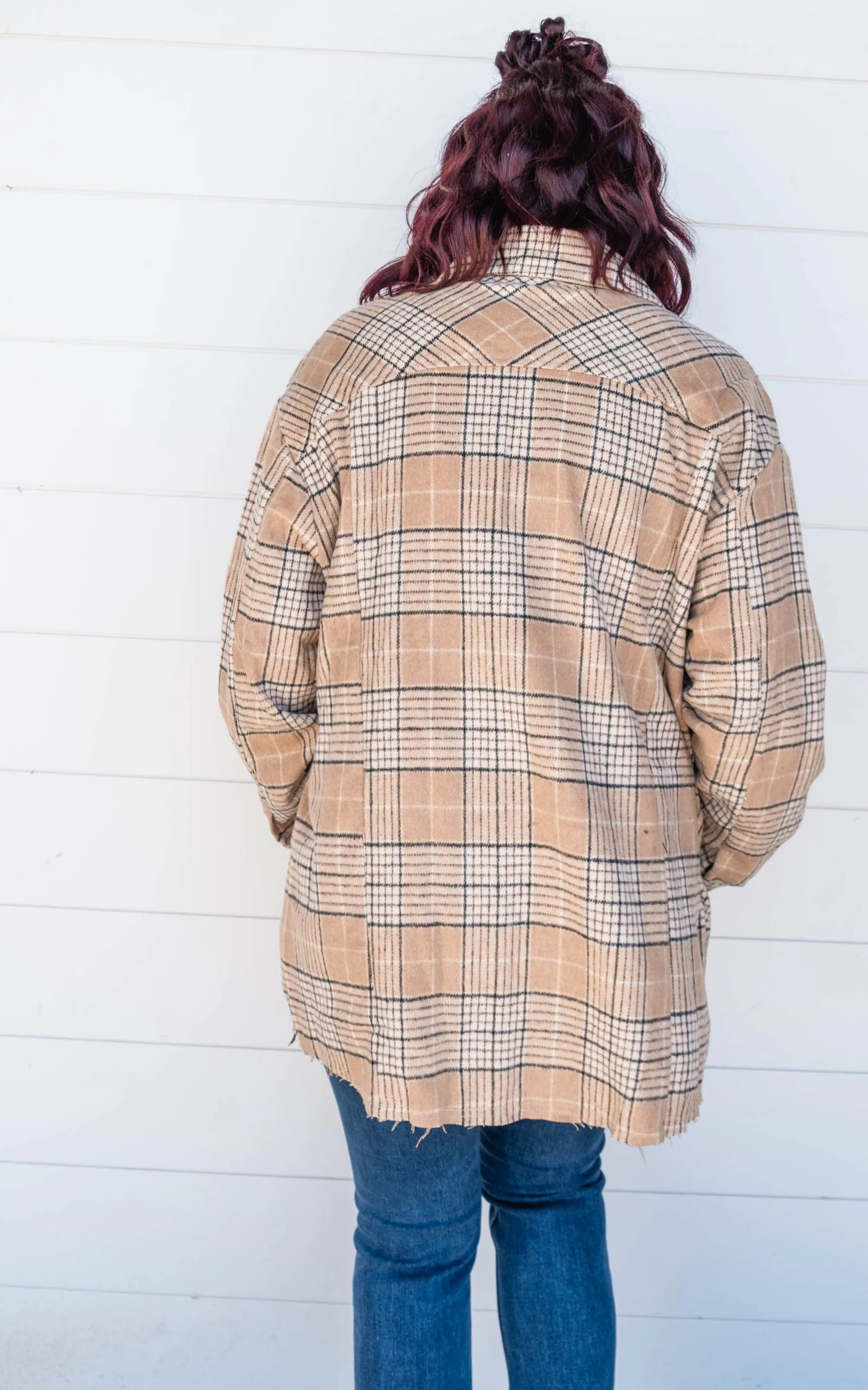 COMFORT OVERSIZED PLAID BUTTON DOWN SHIRT JACKET - Final Sale