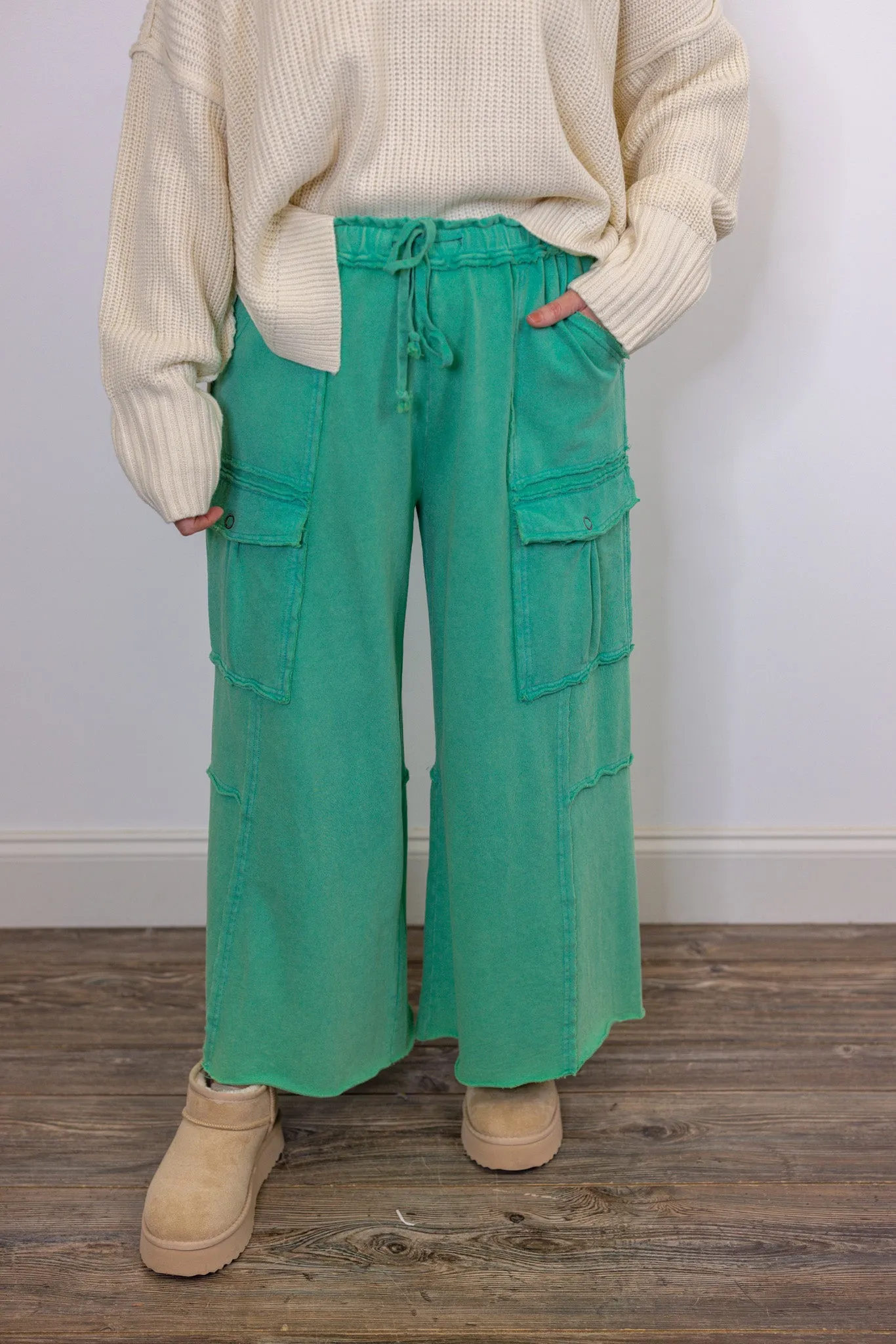 Comfy Trends Washed Green Pants