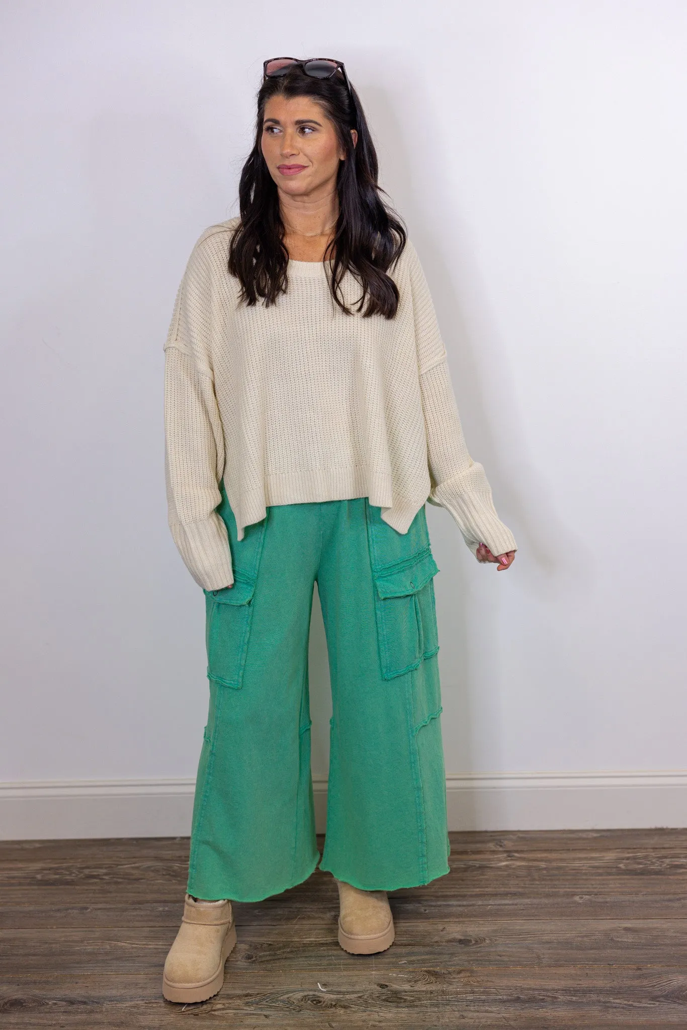 Comfy Trends Washed Green Pants