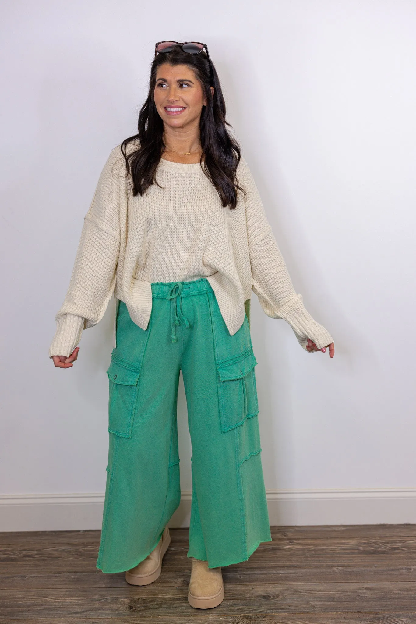 Comfy Trends Washed Green Pants