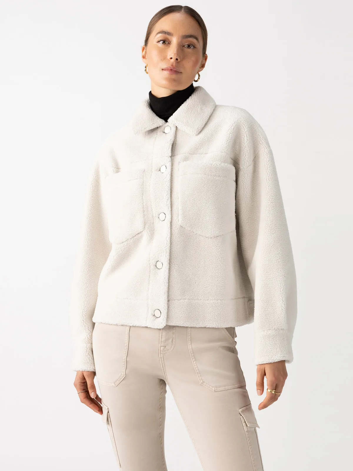 Cozy Sherpa Shacket Chalk