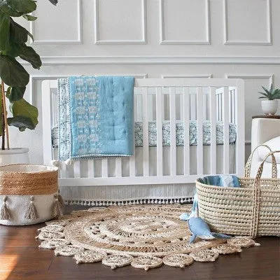 Crane Baby Cotton Tassel Boho Crib Skirt - Off-White