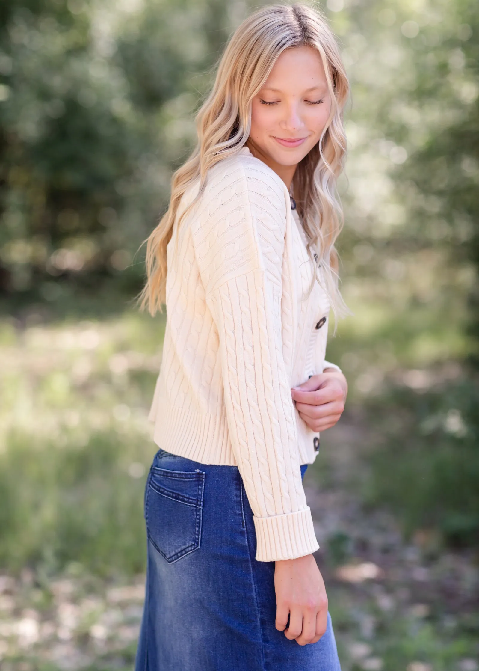 Cream Button Up Crop Cardigan - FINAL SALE