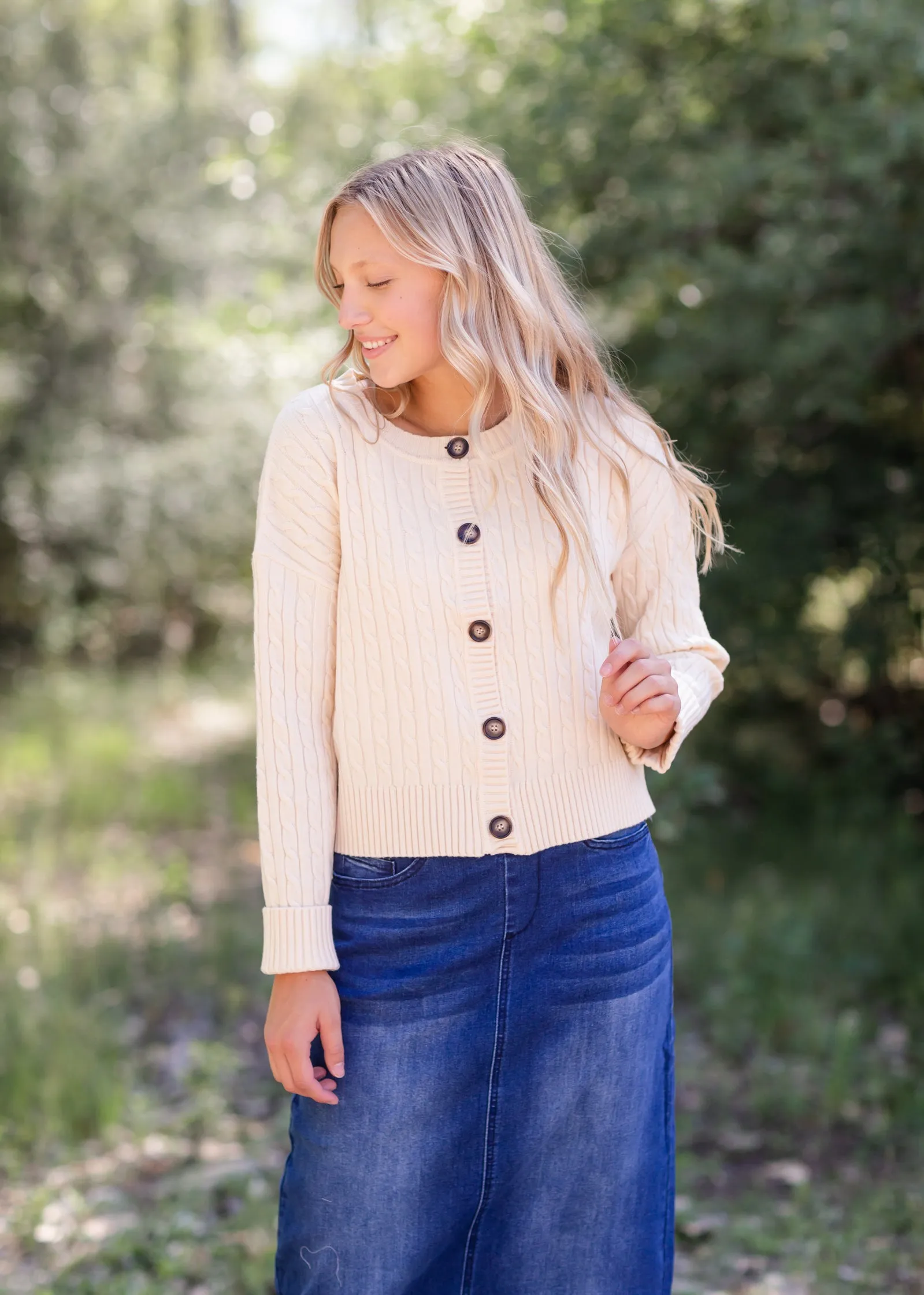 Cream Button Up Crop Cardigan - FINAL SALE