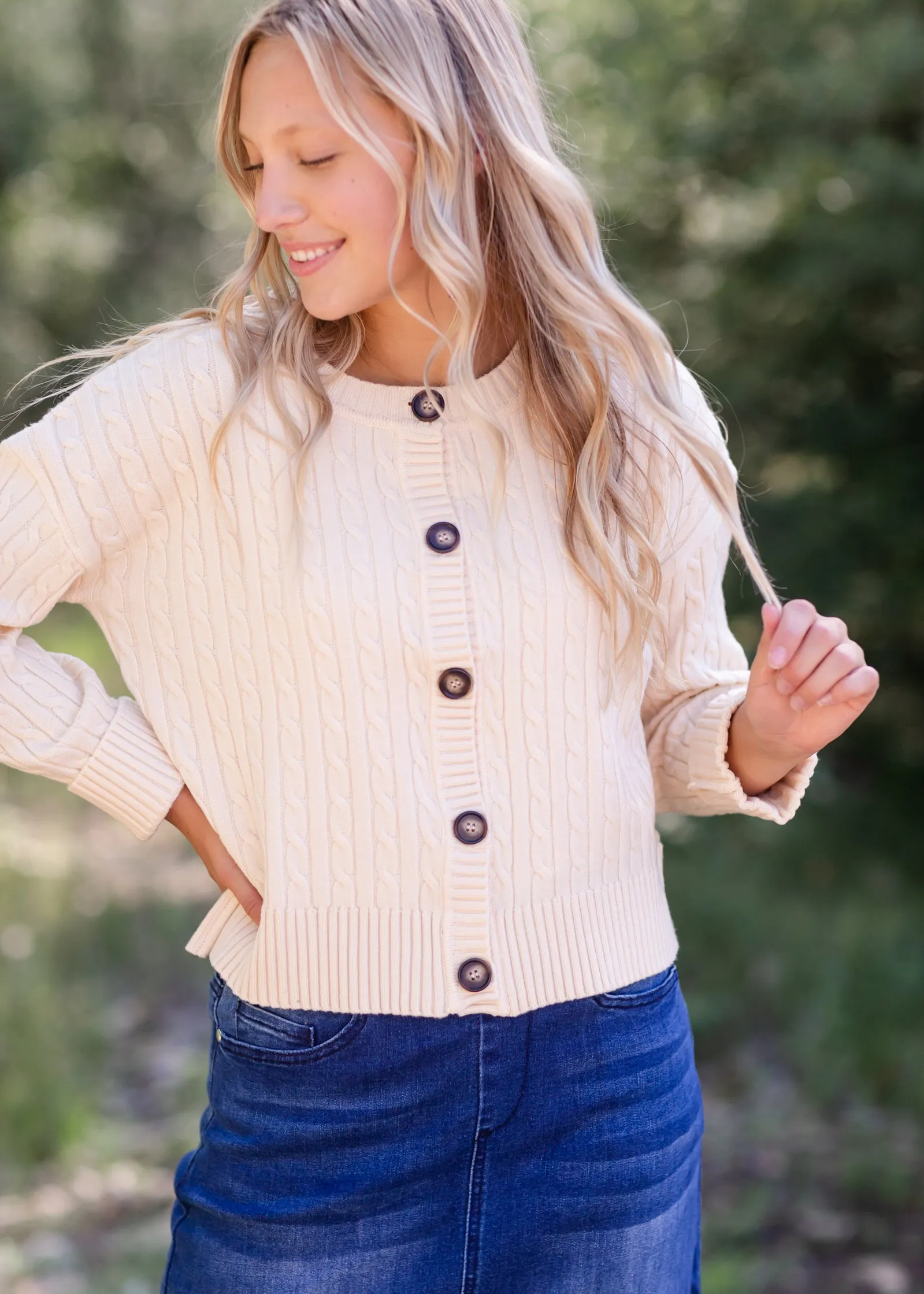 Cream Button Up Crop Cardigan - FINAL SALE