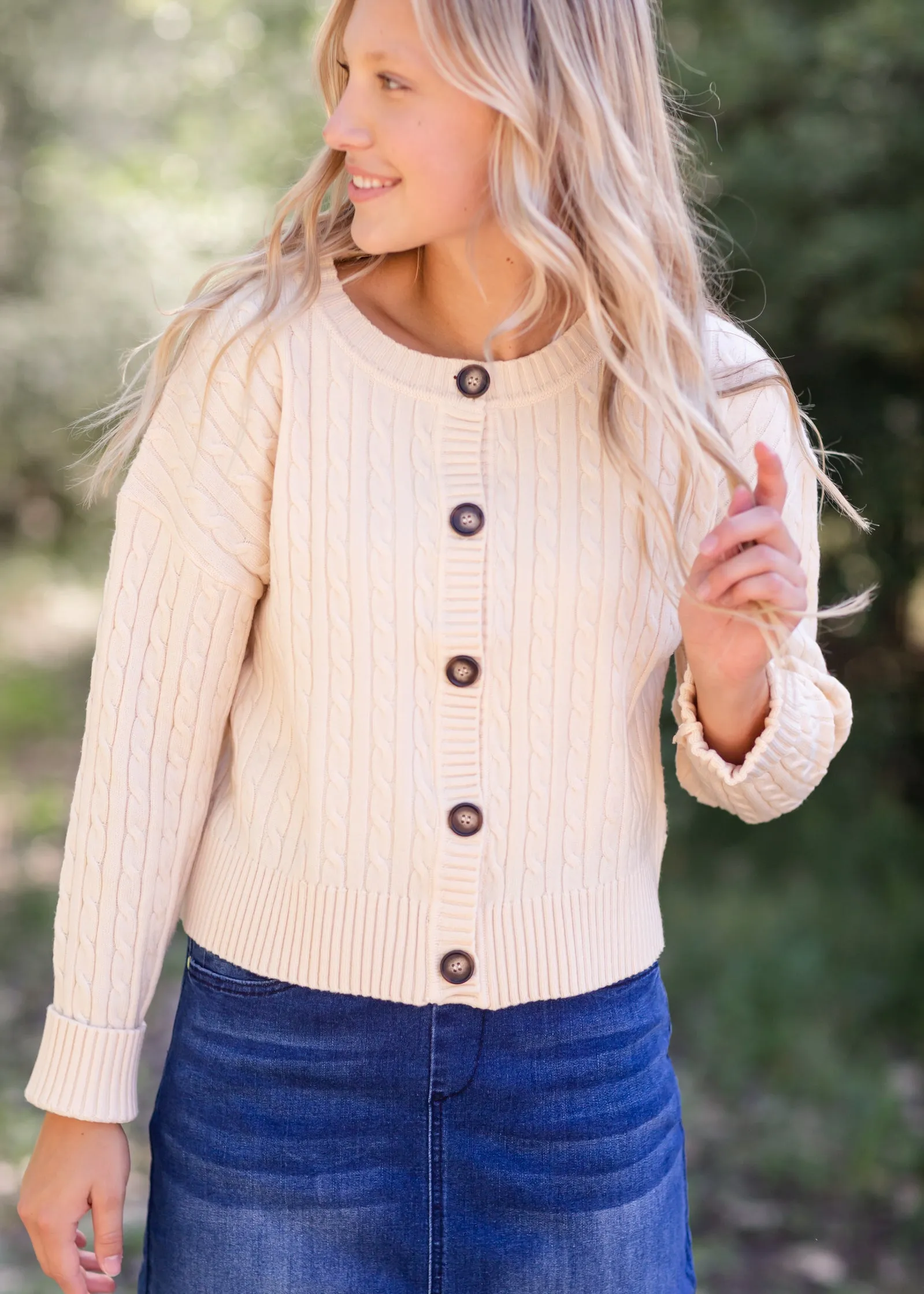 Cream Button Up Crop Cardigan - FINAL SALE