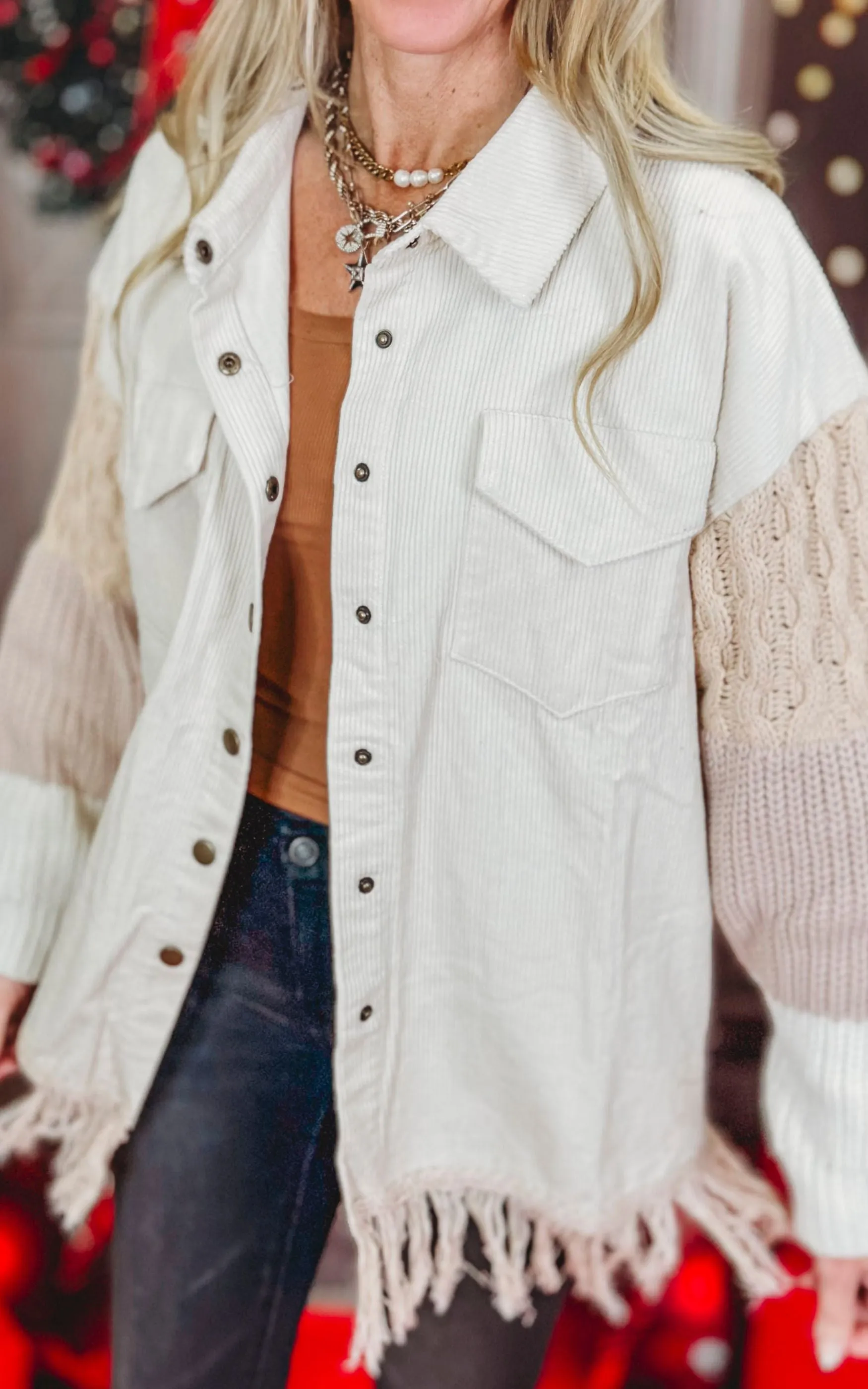 Cream Corduroy w/ Sweater Back Jacket