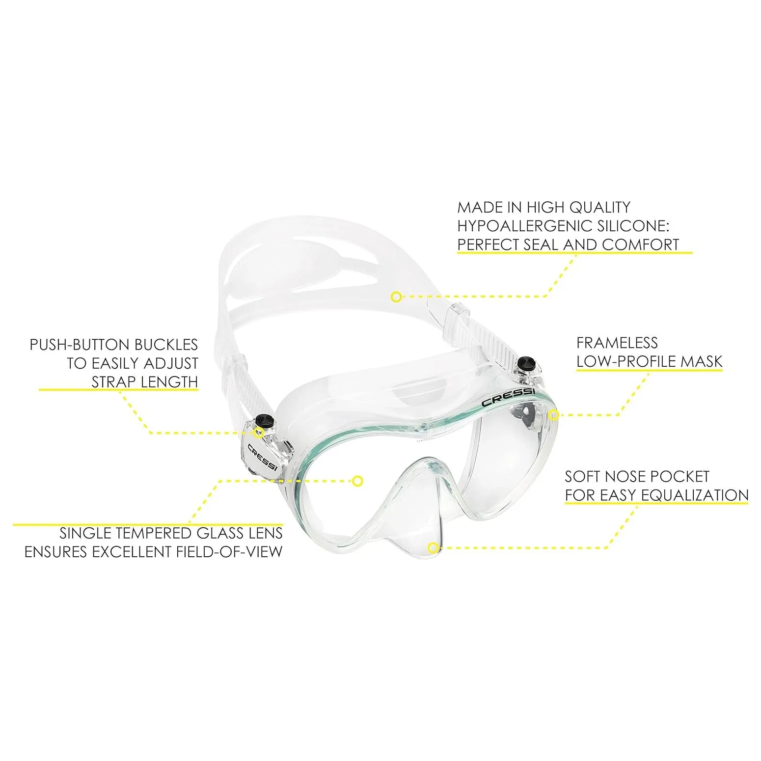 Cressi Frameless Dive Mask and Supernova Dry Snorkel Combo