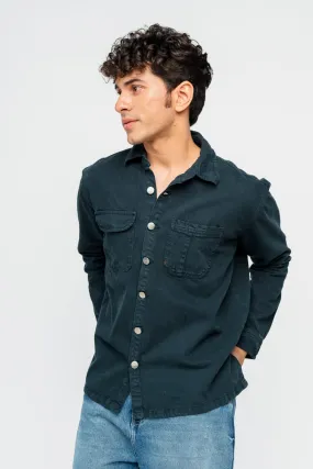 Dark Teal Men's Denim Shacket