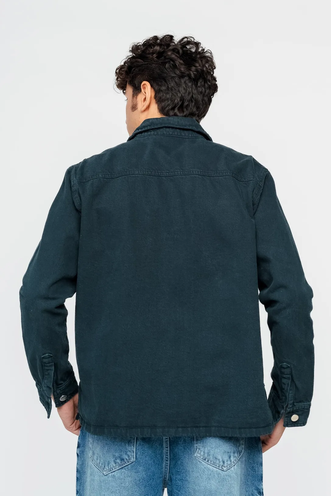 Dark Teal Men's Denim Shacket