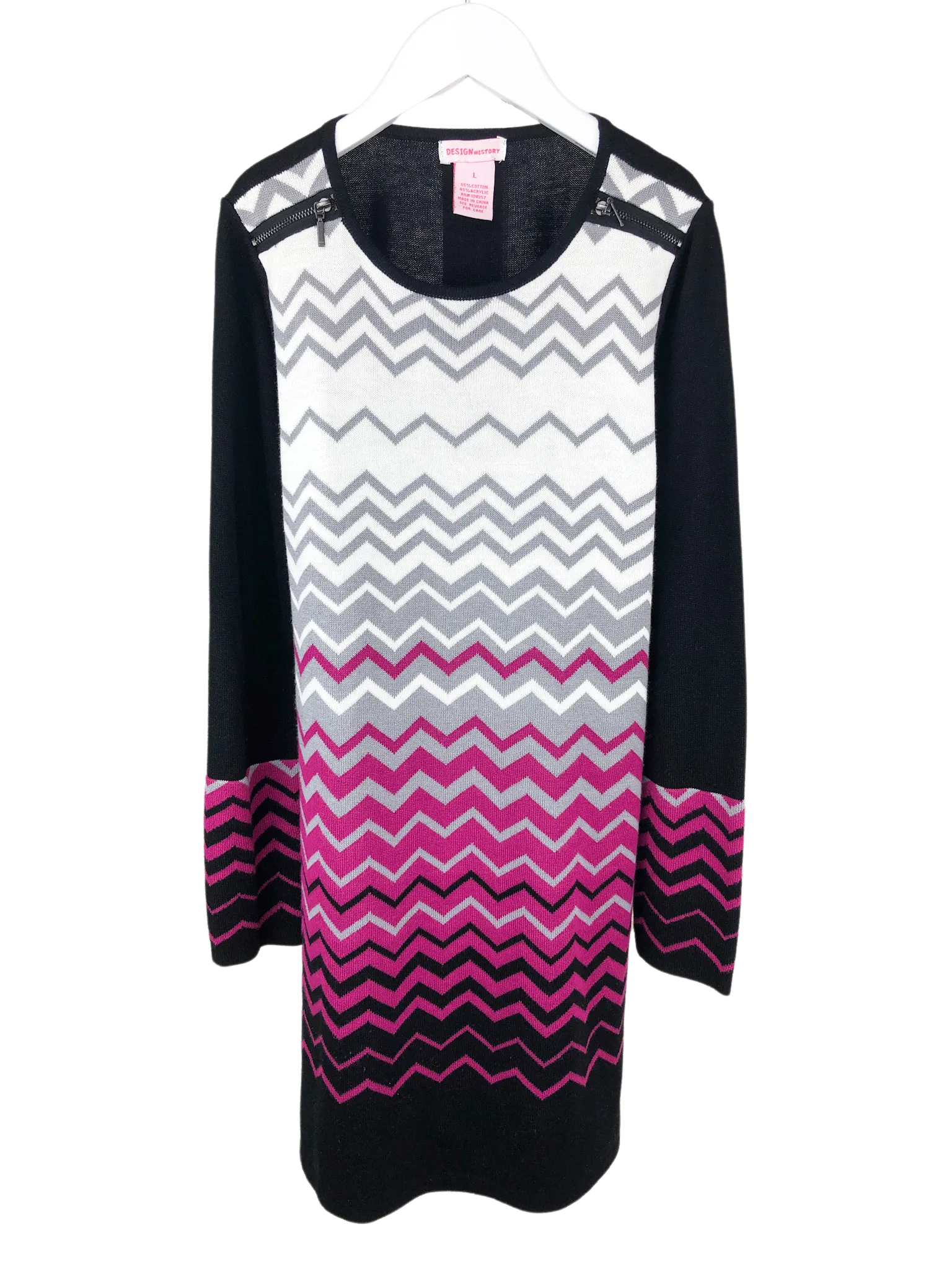 Design History, Zig-Zag Patterned Sweater Dress, Size L (10-12)