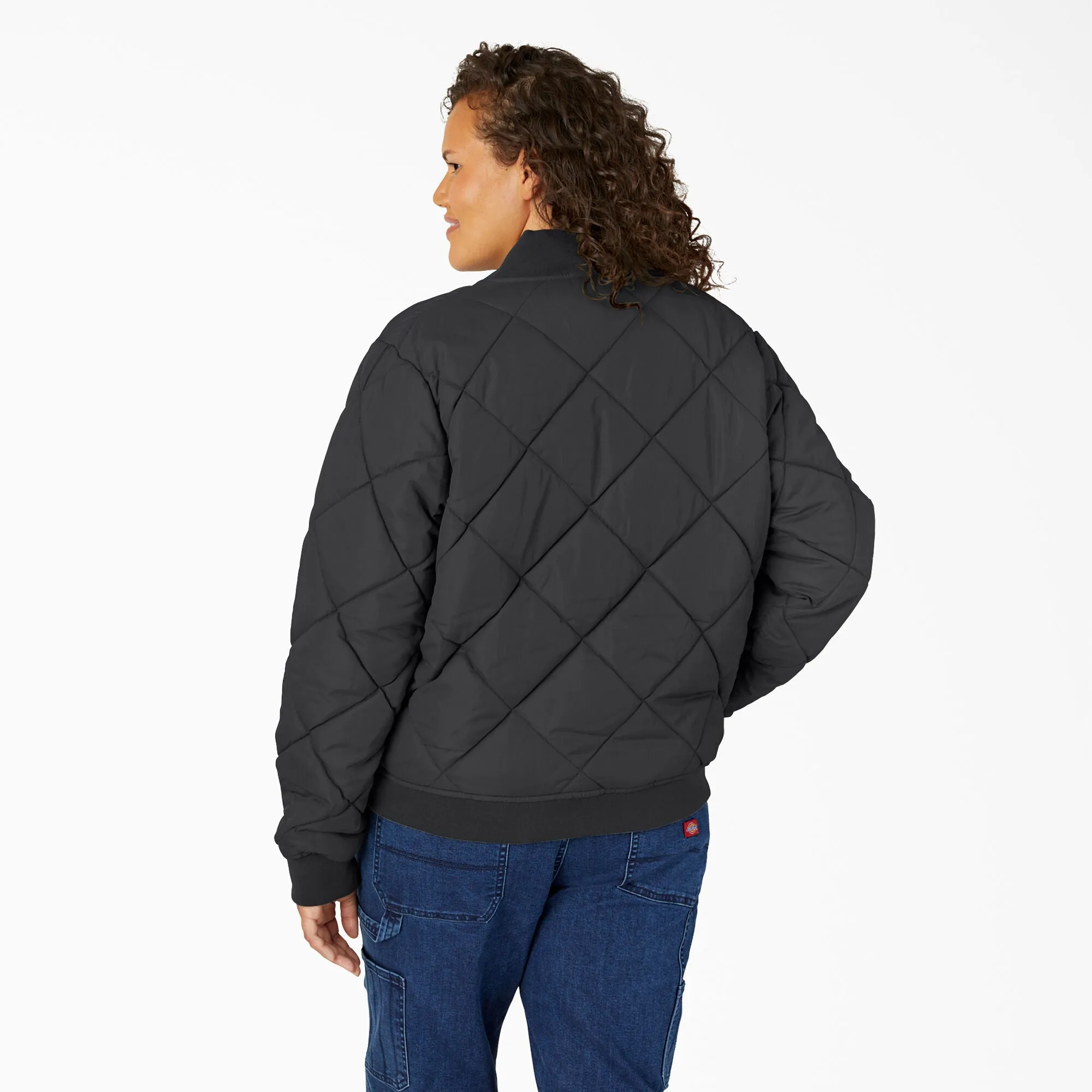 Dickies  -  #FJW800 - Made to Fit the Curvy Girl - Women's Plus Quilted Bomber Jacket, Black or Dark Navy