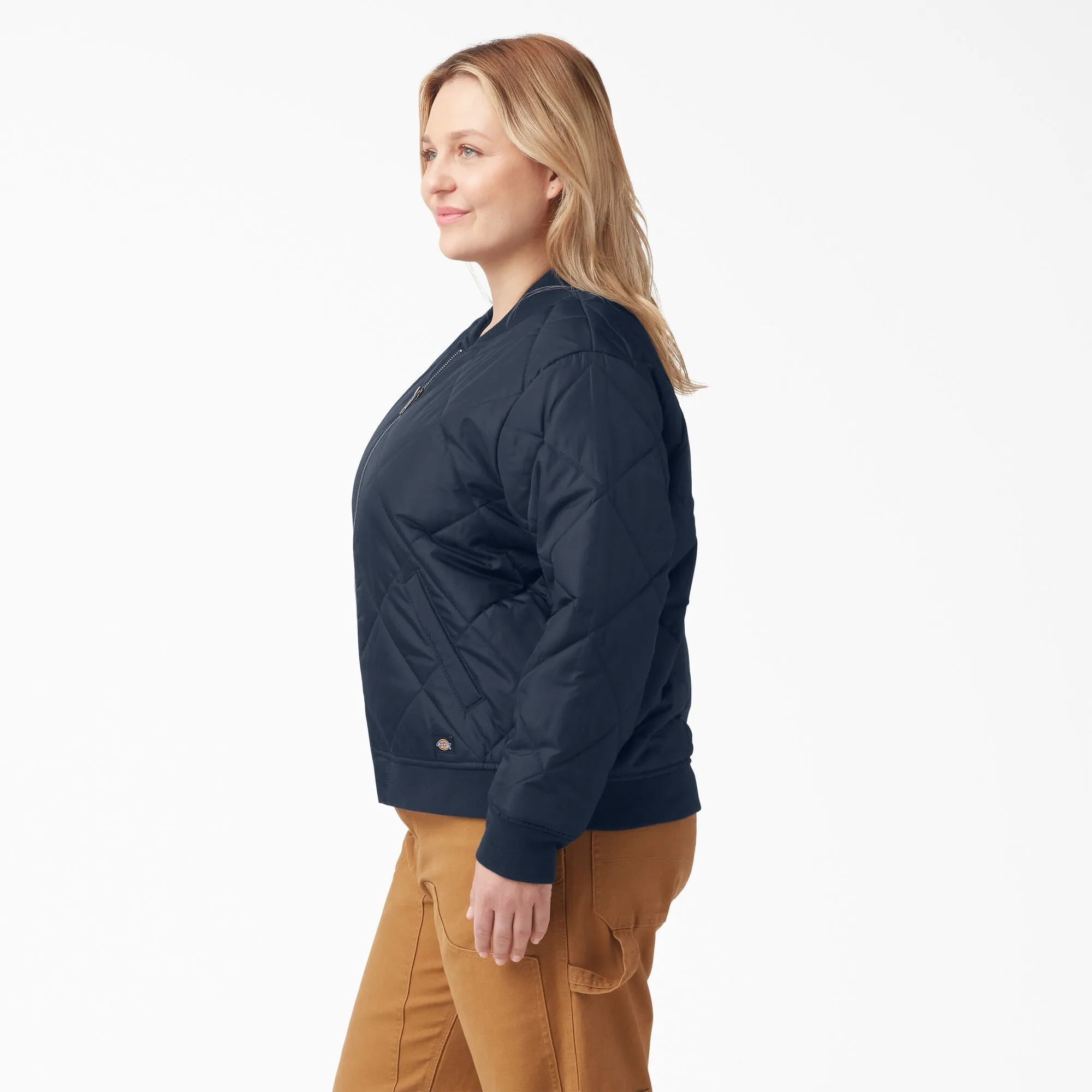 Dickies  -  #FJW800 - Made to Fit the Curvy Girl - Women's Plus Quilted Bomber Jacket, Black or Dark Navy