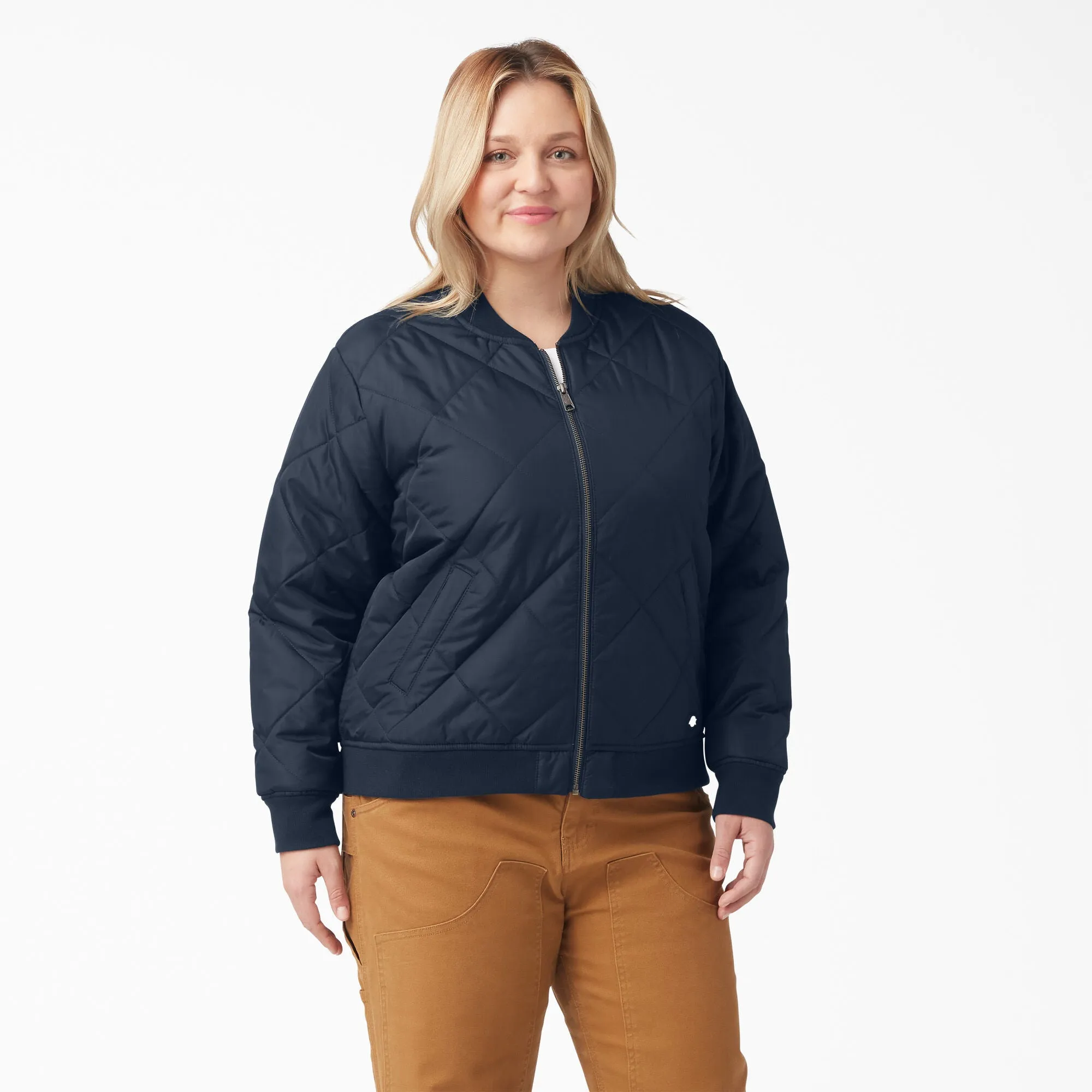 Dickies  -  #FJW800 - Made to Fit the Curvy Girl - Women's Plus Quilted Bomber Jacket, Black or Dark Navy