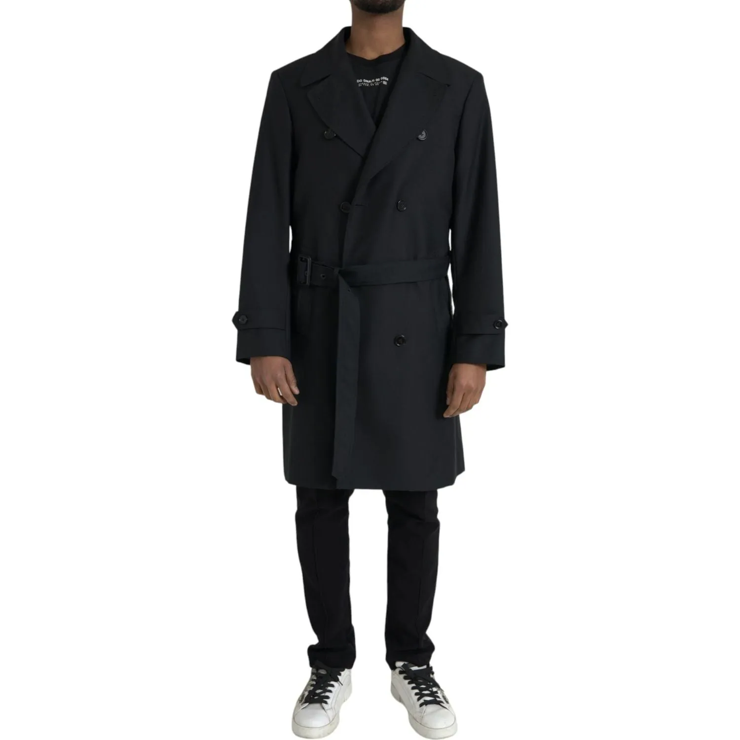 Dolce & Gabbana Black Double Breasted Trench Coat Jacket