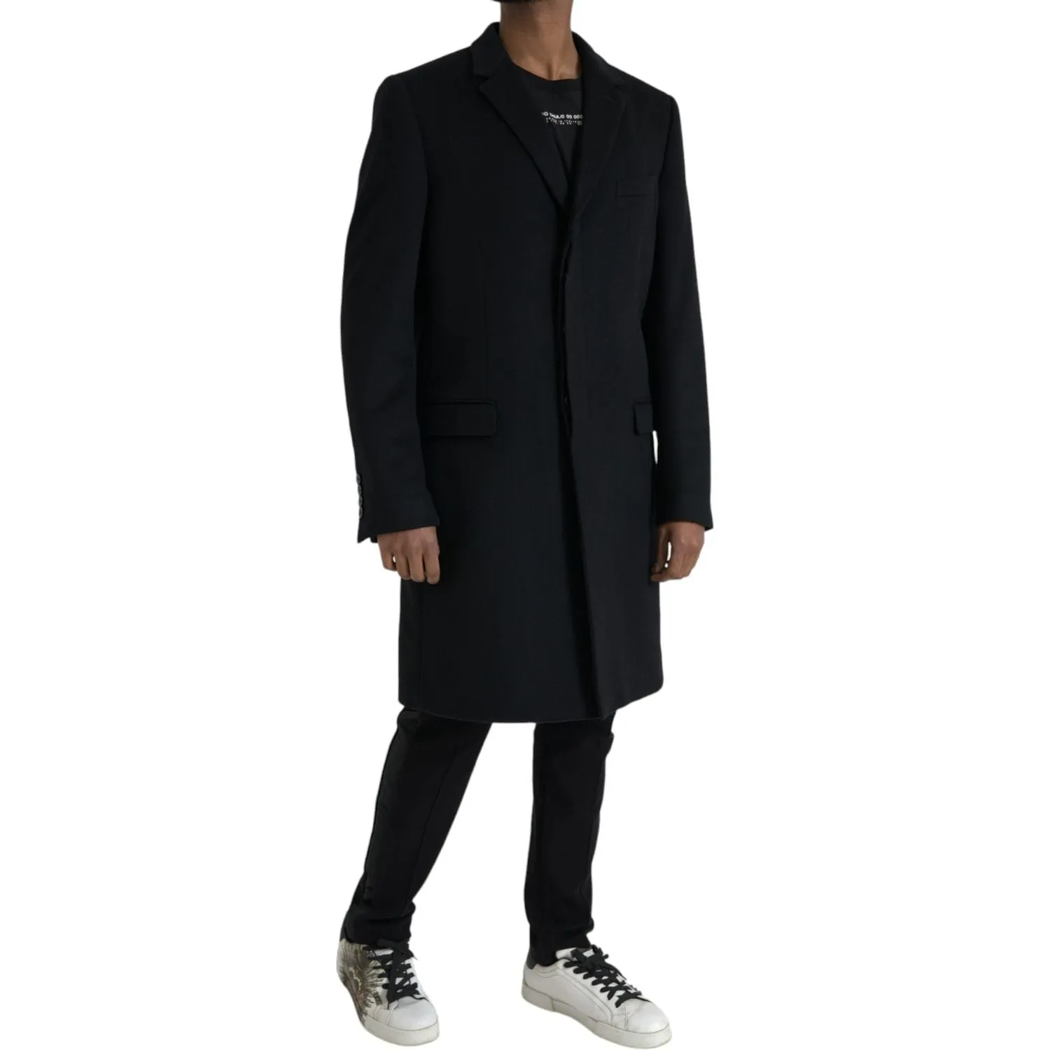 Dolce & Gabbana Black Wool Cashmere Trench Coat Jacket