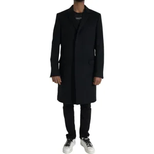 Dolce & Gabbana Black Wool Cashmere Trench Coat Jacket