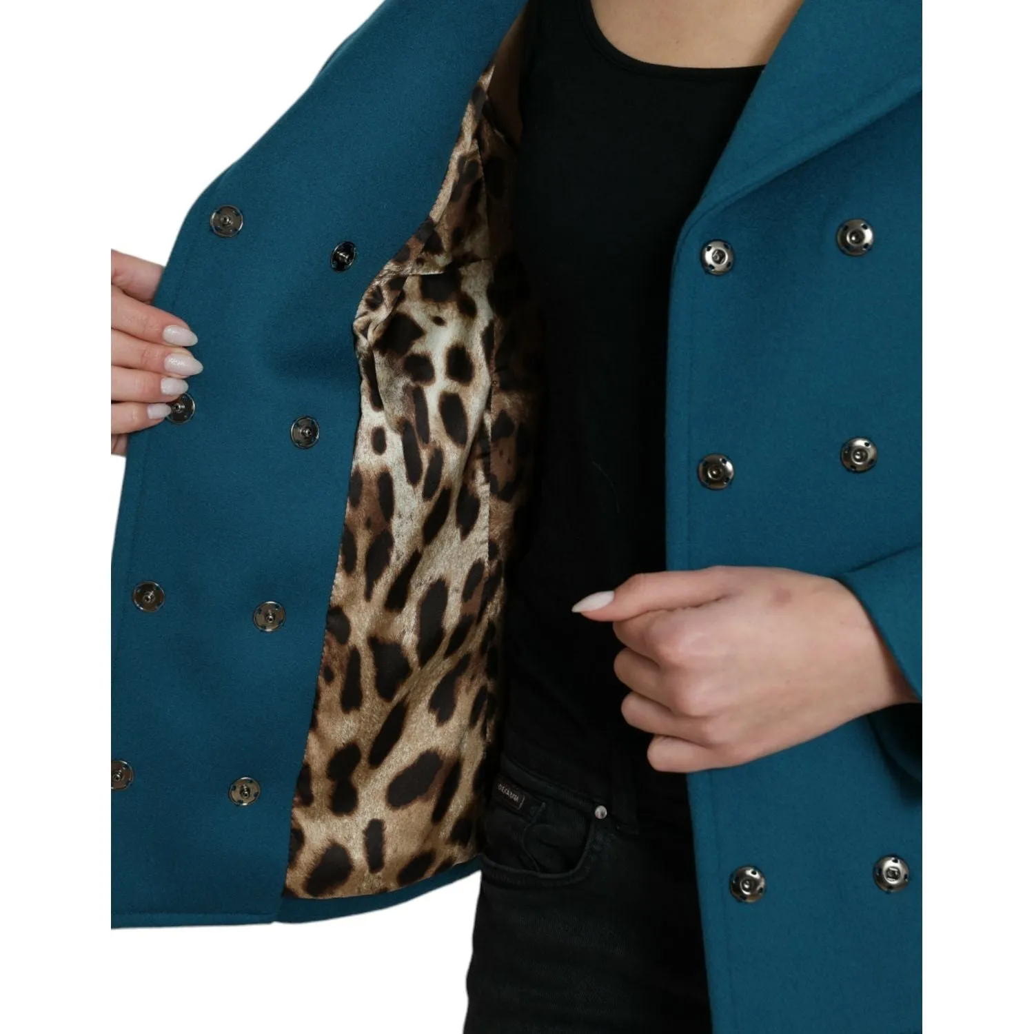 Dolce & Gabbana Blue Trench Wool Cashmere Short Coat Jacket