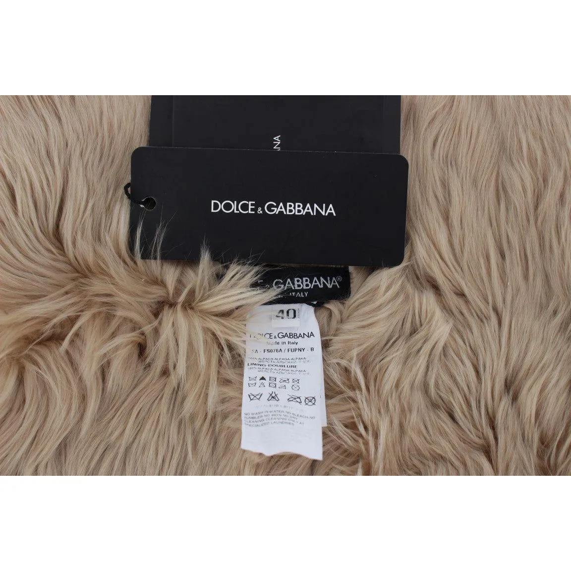 Dolce & Gabbana Elegant Alpaca Fur Shoulder Wrap in Beige