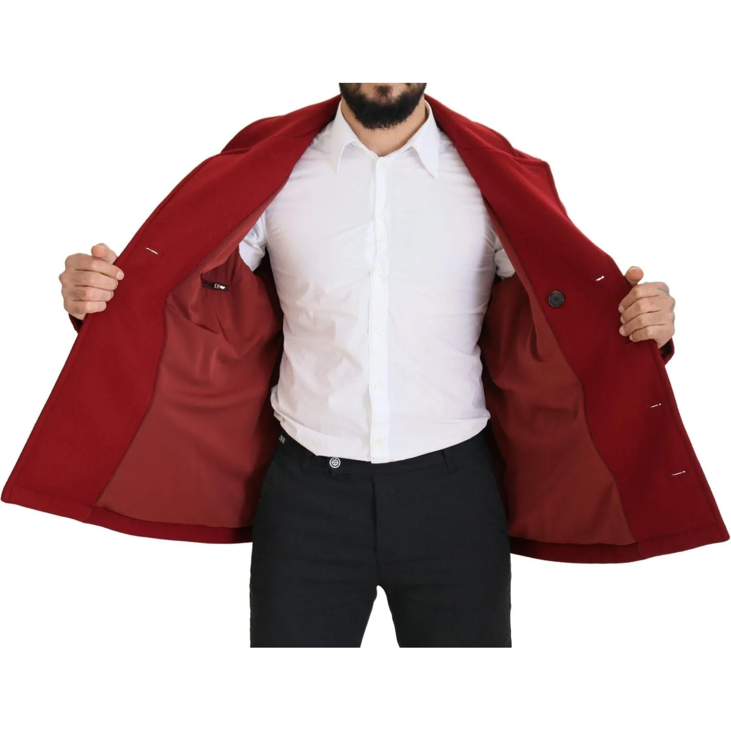 Dolce & Gabbana Elegant Red Double Breasted Wool Jacket