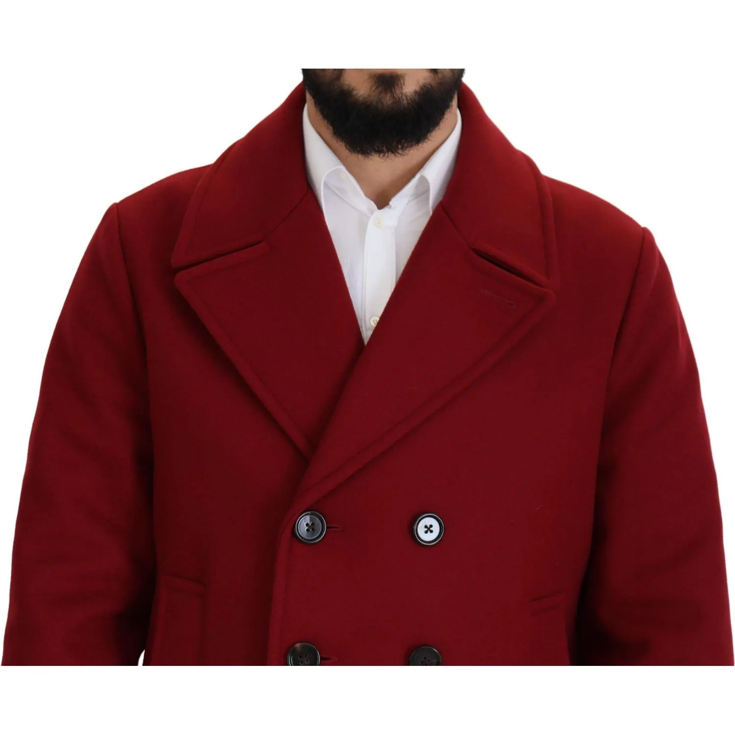 Dolce & Gabbana Elegant Red Double Breasted Wool Jacket