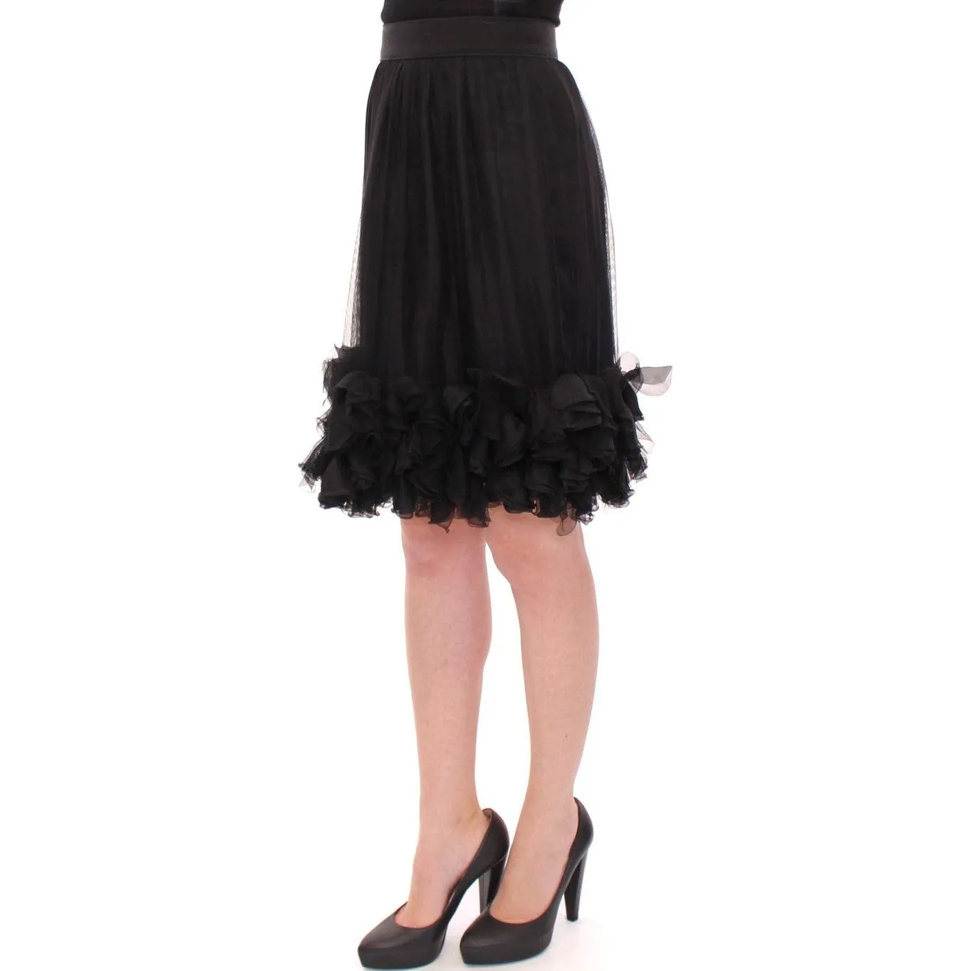 Dolce & Gabbana Elegant Silk Black Skirt for Evenings