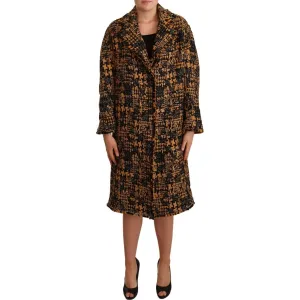 Dolce & Gabbana Multicolor Notch Lapel Long Cardigan Coat