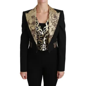 Dolce & Gabbana Opulent Black Gold Floral Jacket and Vest Ensemble