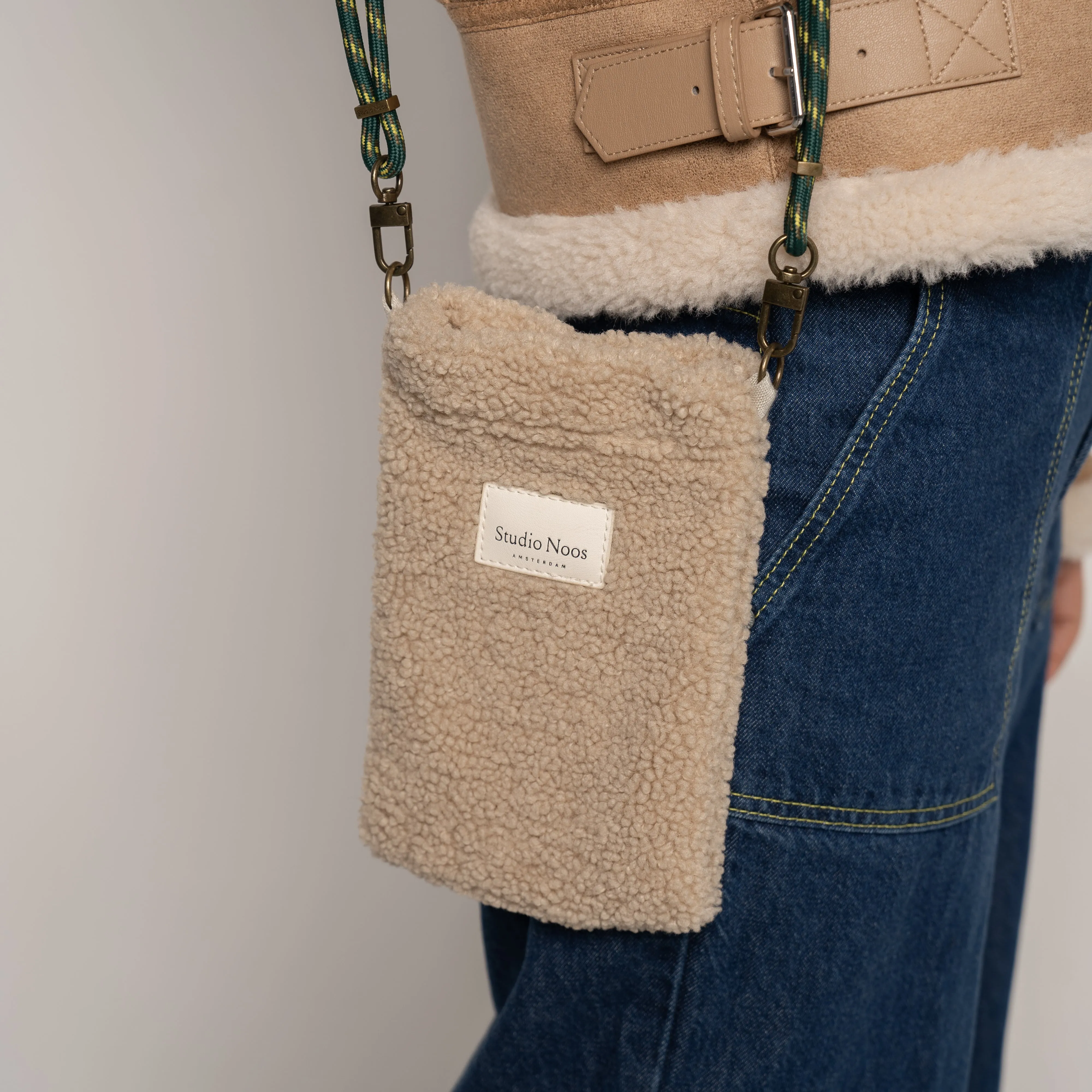 Ecru Teddy Phone Bag