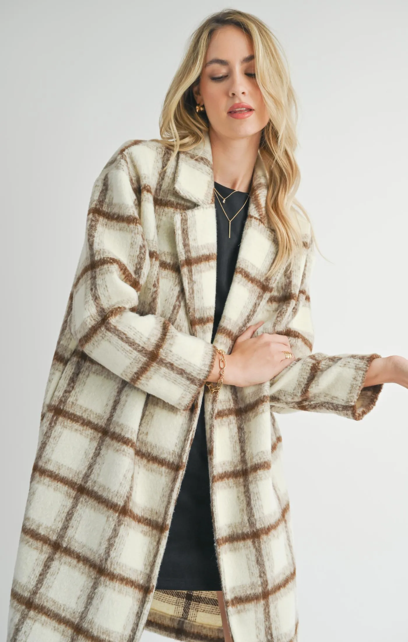 Emily Long Open Front Coat - Ivory