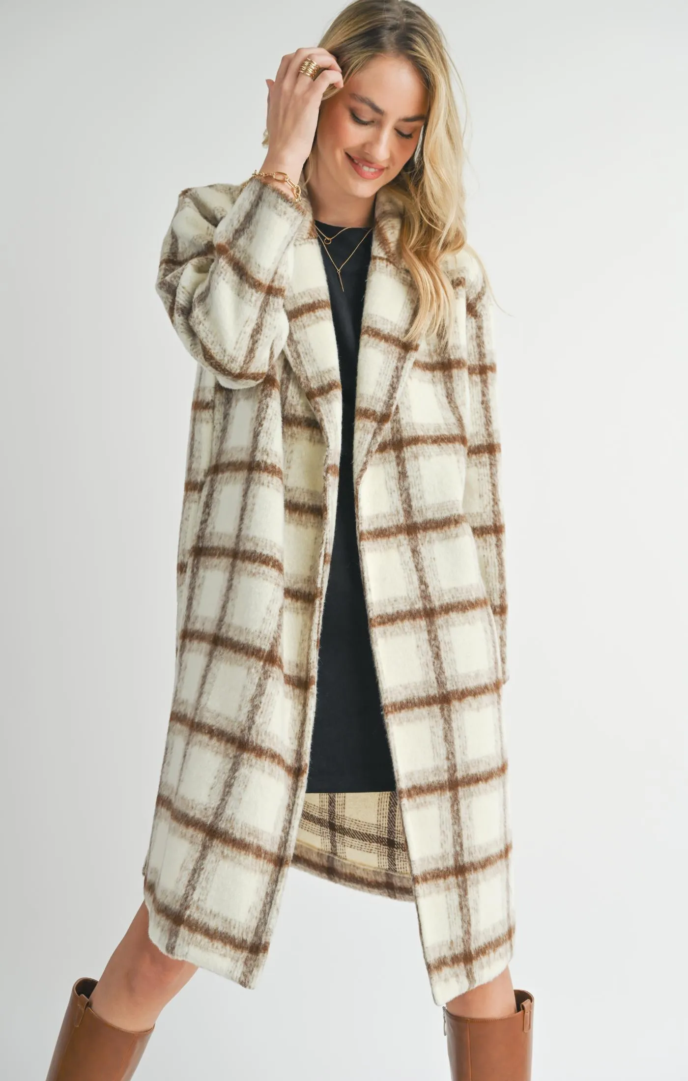 Emily Long Open Front Coat - Ivory