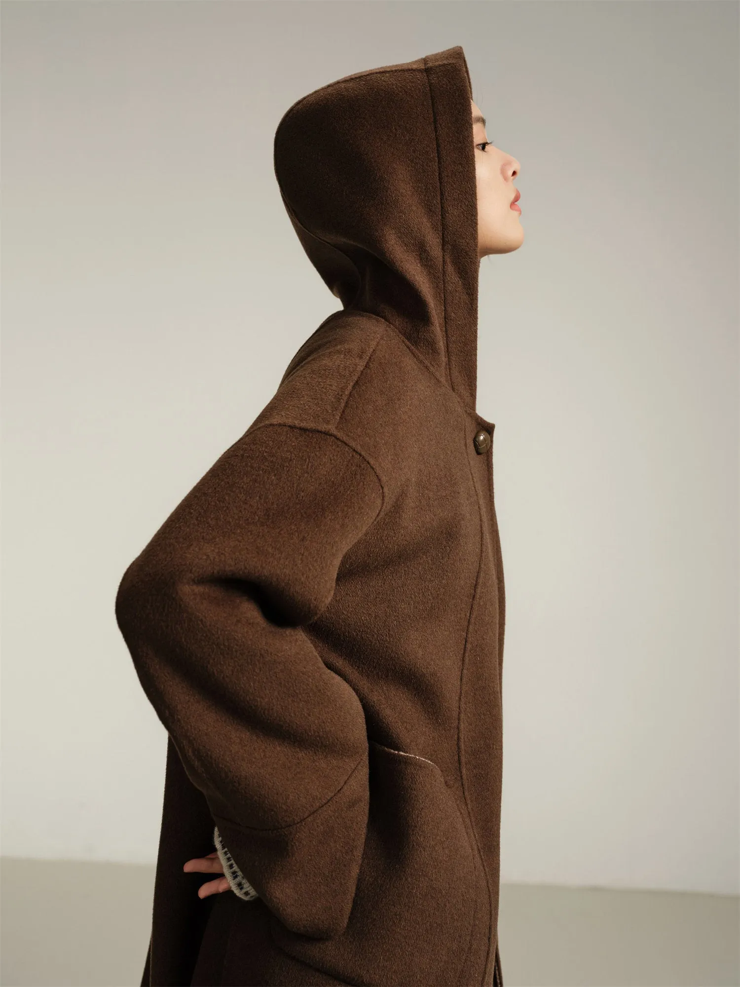 EP YAYING Yak Wool Two-Tone Double-Sided Wool Coat