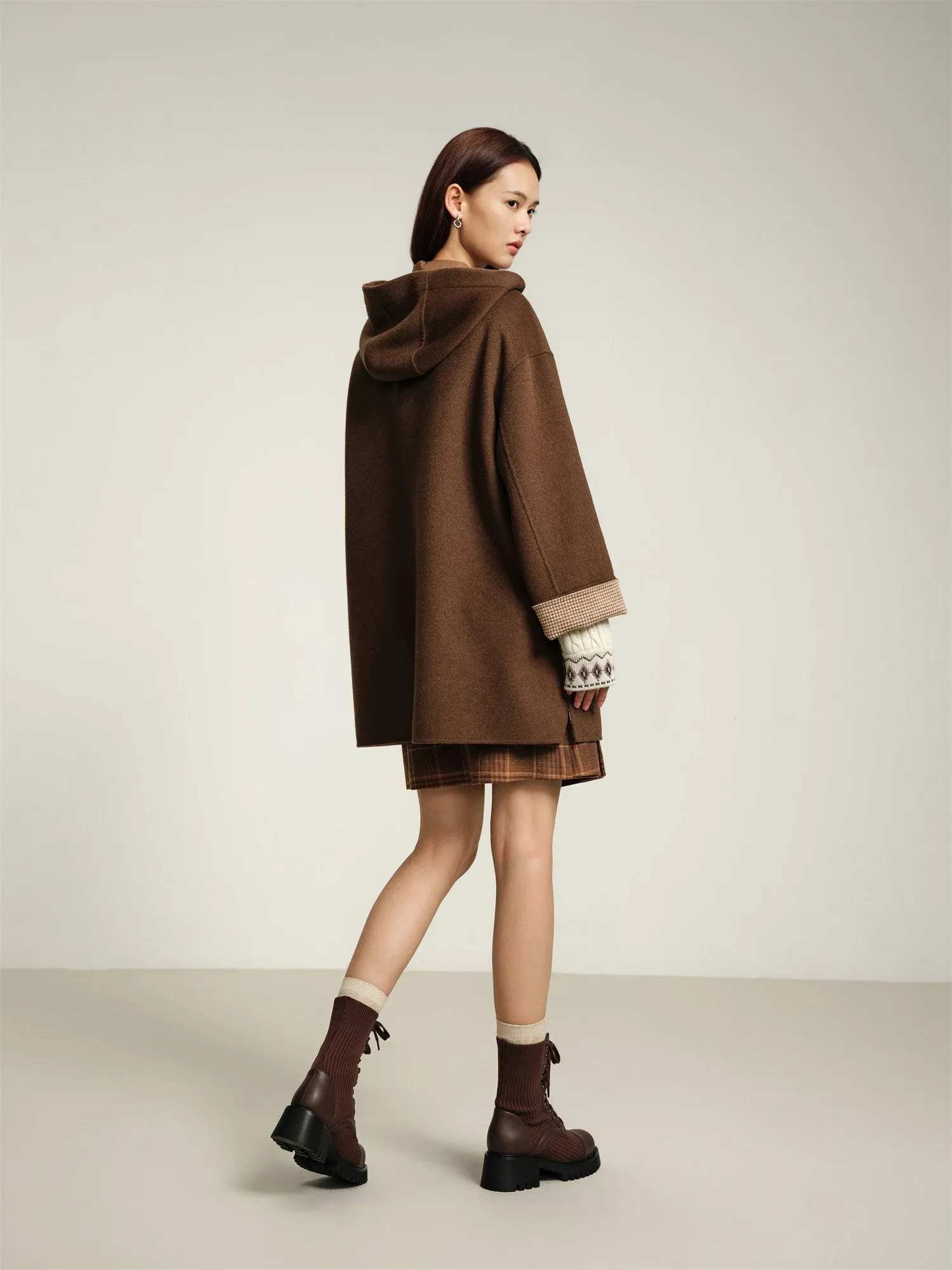 EP YAYING Yak Wool Two-Tone Double-Sided Wool Coat