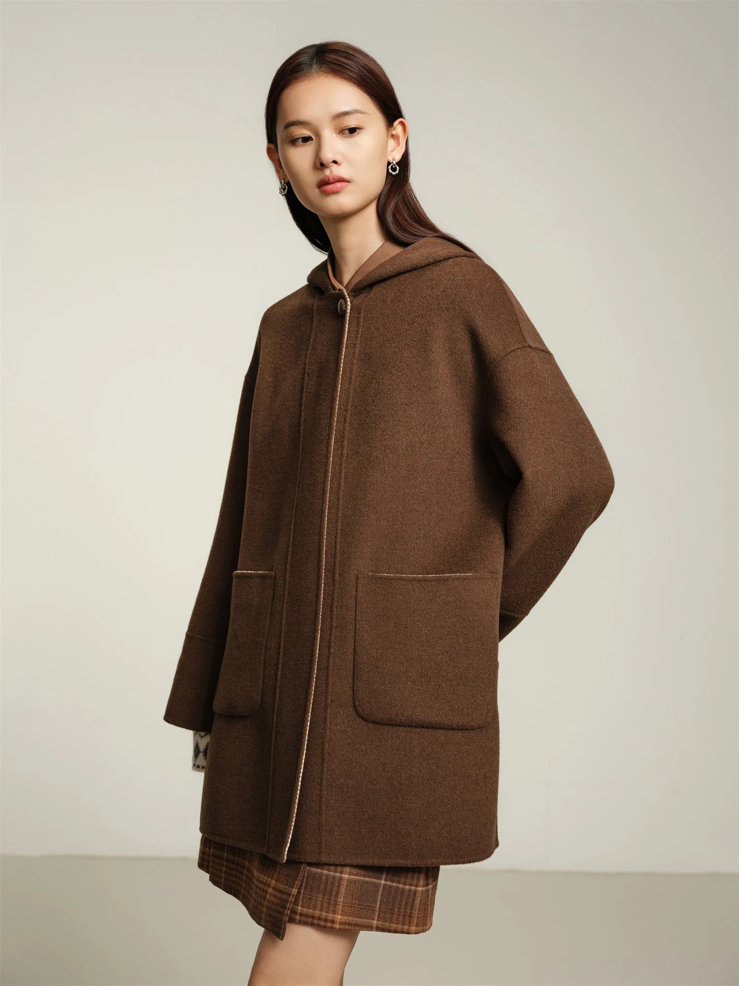 EP YAYING Yak Wool Two-Tone Double-Sided Wool Coat