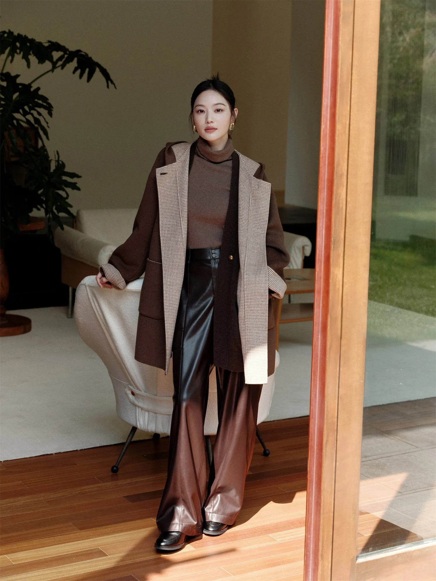 EP YAYING Yak Wool Two-Tone Double-Sided Wool Coat