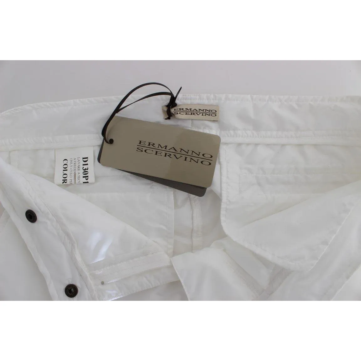 Ermanno Scervino Chic White Nylon Cargo Pants by Italian Designer