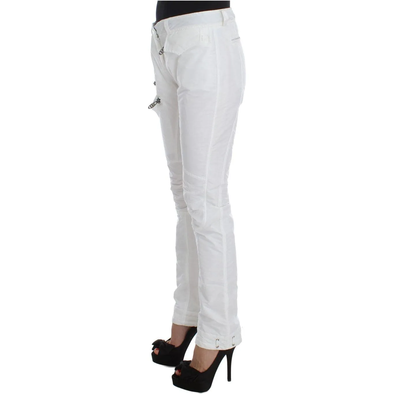 Ermanno Scervino Chic White Nylon Cargo Pants by Italian Designer