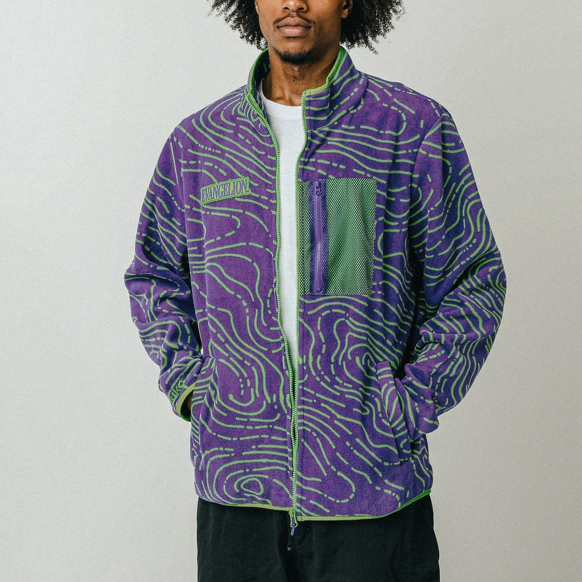 Eva Unit-01 Topography Pattern Purple Polar Fleece