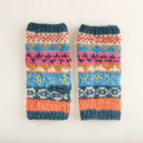 Fair Isle Fingerless Knitted Mittens