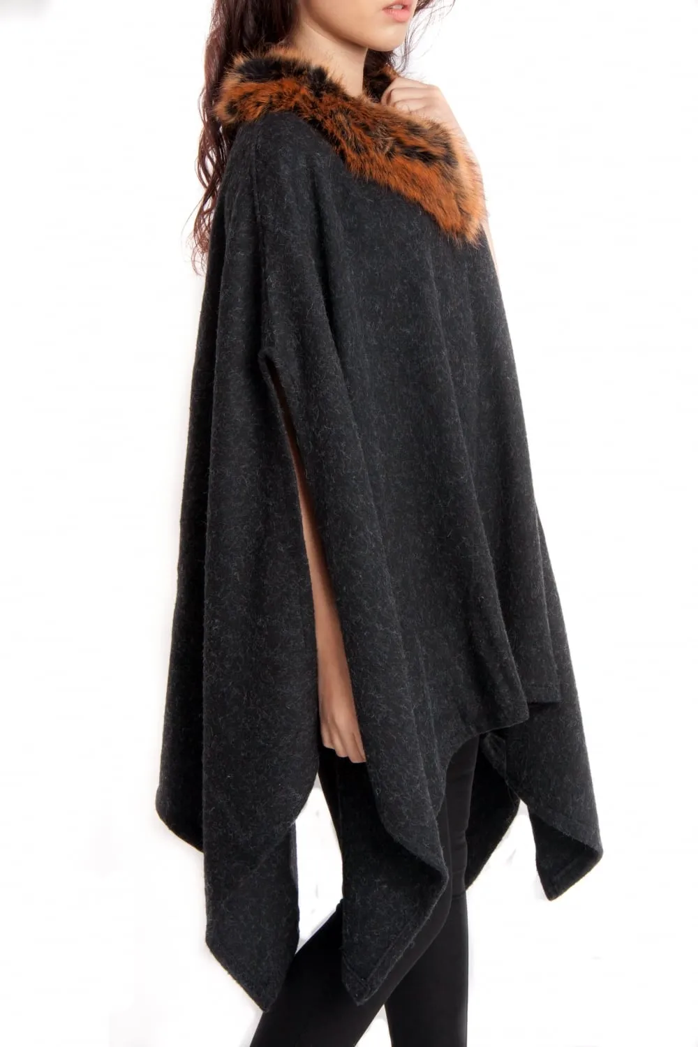 Faux Fur Poncho Jumper