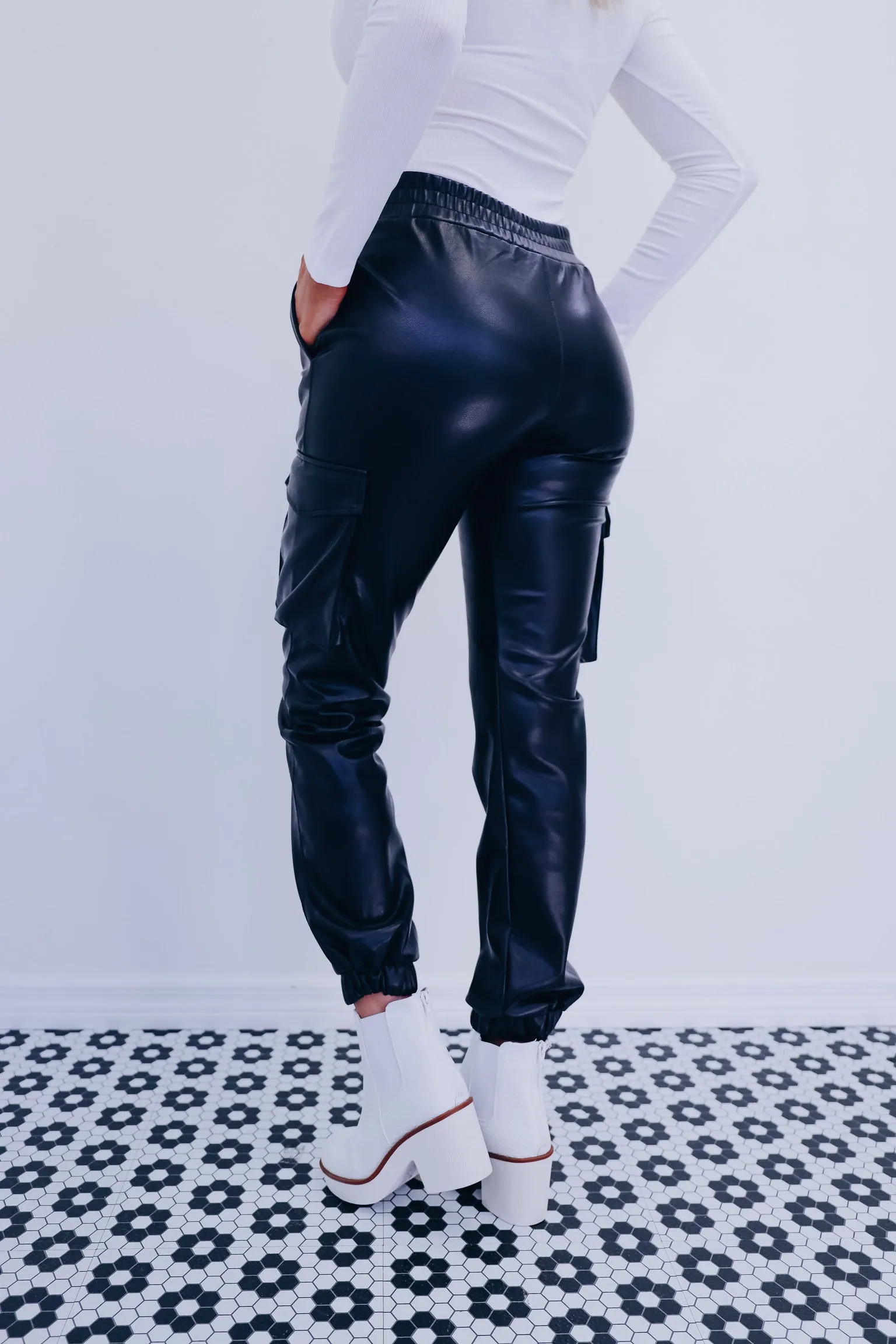 Feelin' Fancy Faux Leather Cargo Pants