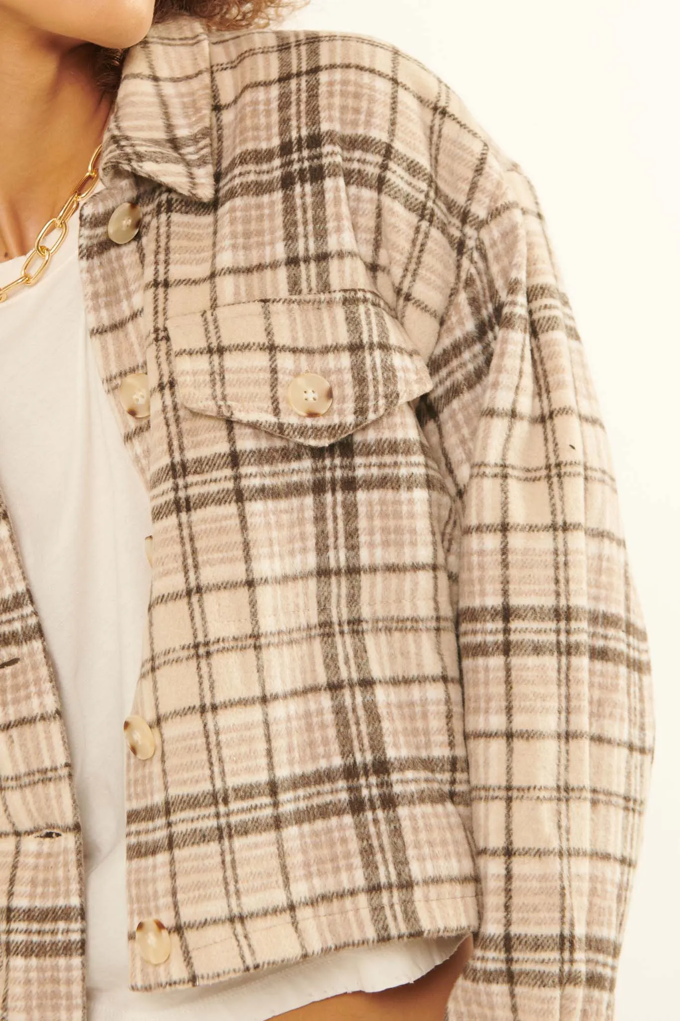 Finding Home Cropped Plaid Shacket