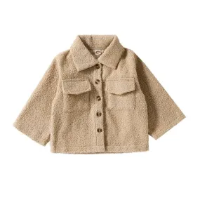 Finn - Reversible Shacket with Sherpa and Plaid , Color - Khaki