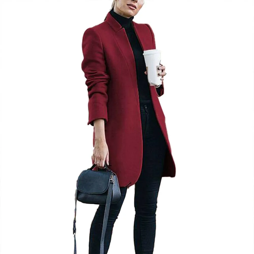 Flytonn-Fall Outfits Women Outwear Streetwear -hoco dresses homecoming dresses  women dress to impress -women's outerwear women's coat Solid Color Stand Collar Woolen Long Coat