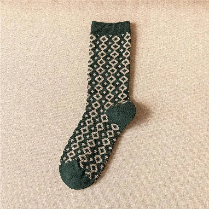 Funny Christmas Crew Socks | Crew Socks With Diamond Pattern