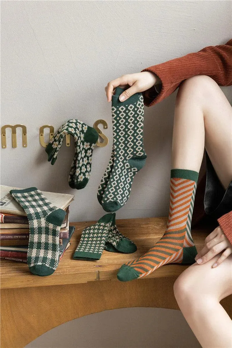 Funny Christmas Crew Socks | Crew Socks With Diamond Pattern