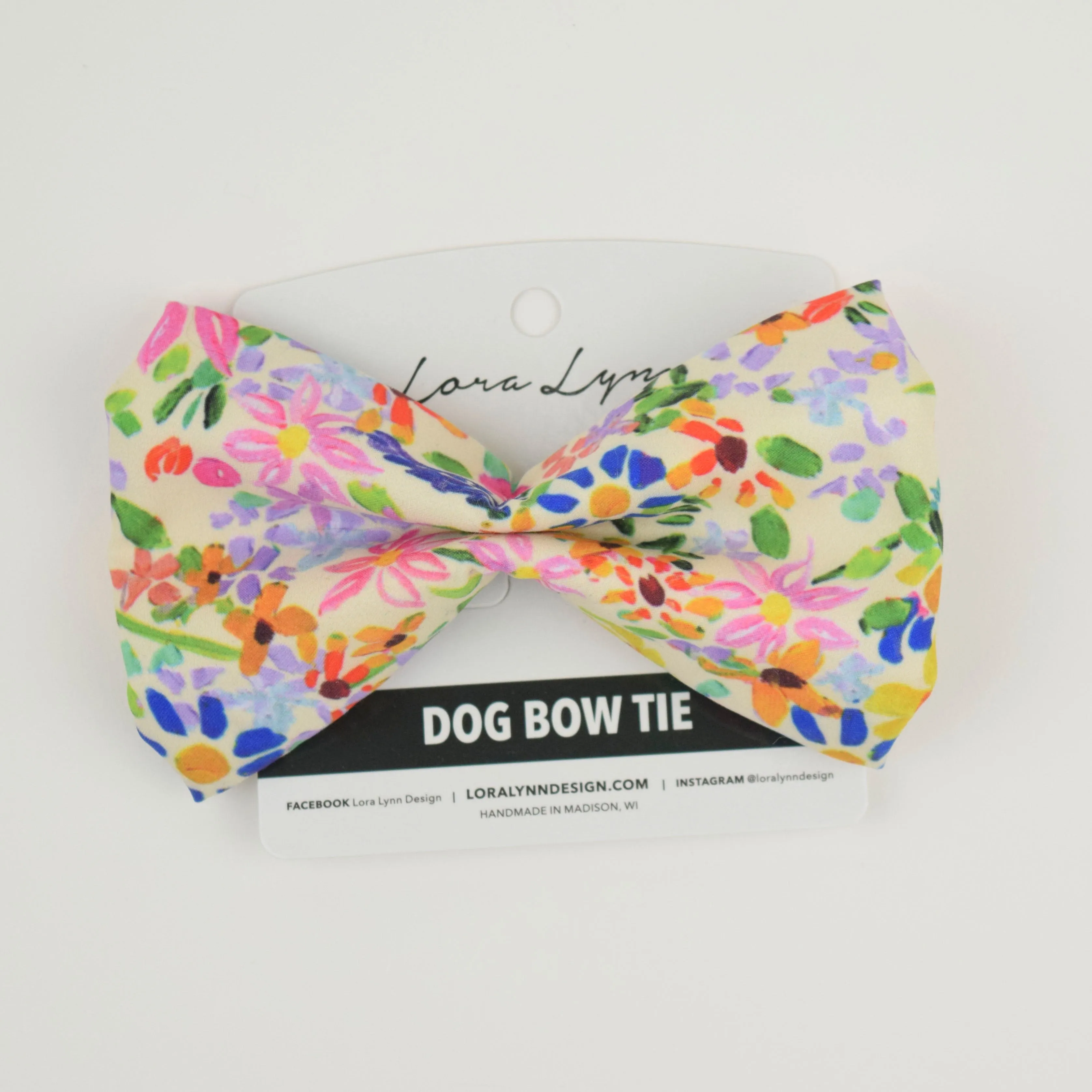 Garden Florals - Cream dog bow tie