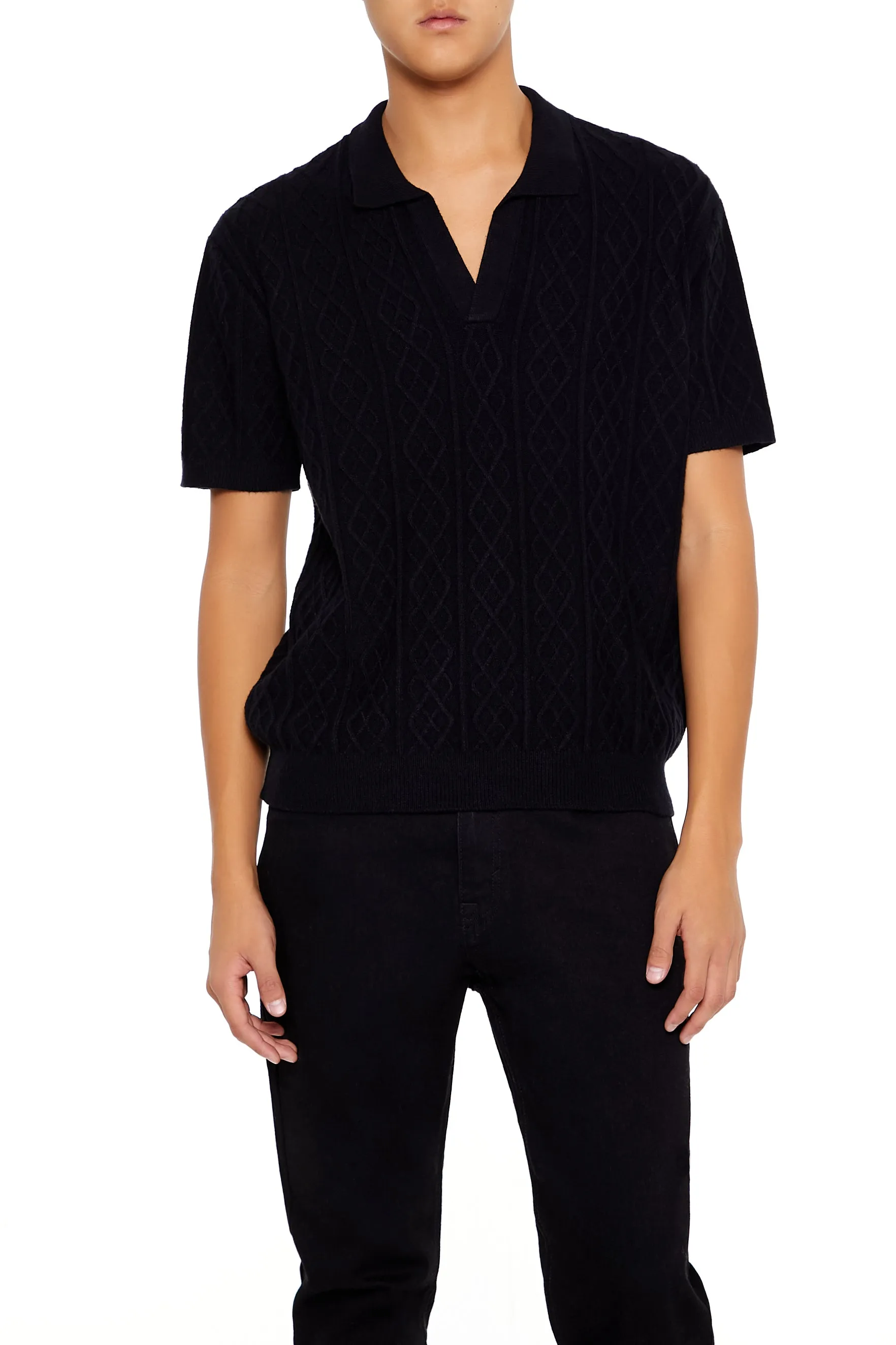 Geo Knit Polo Top