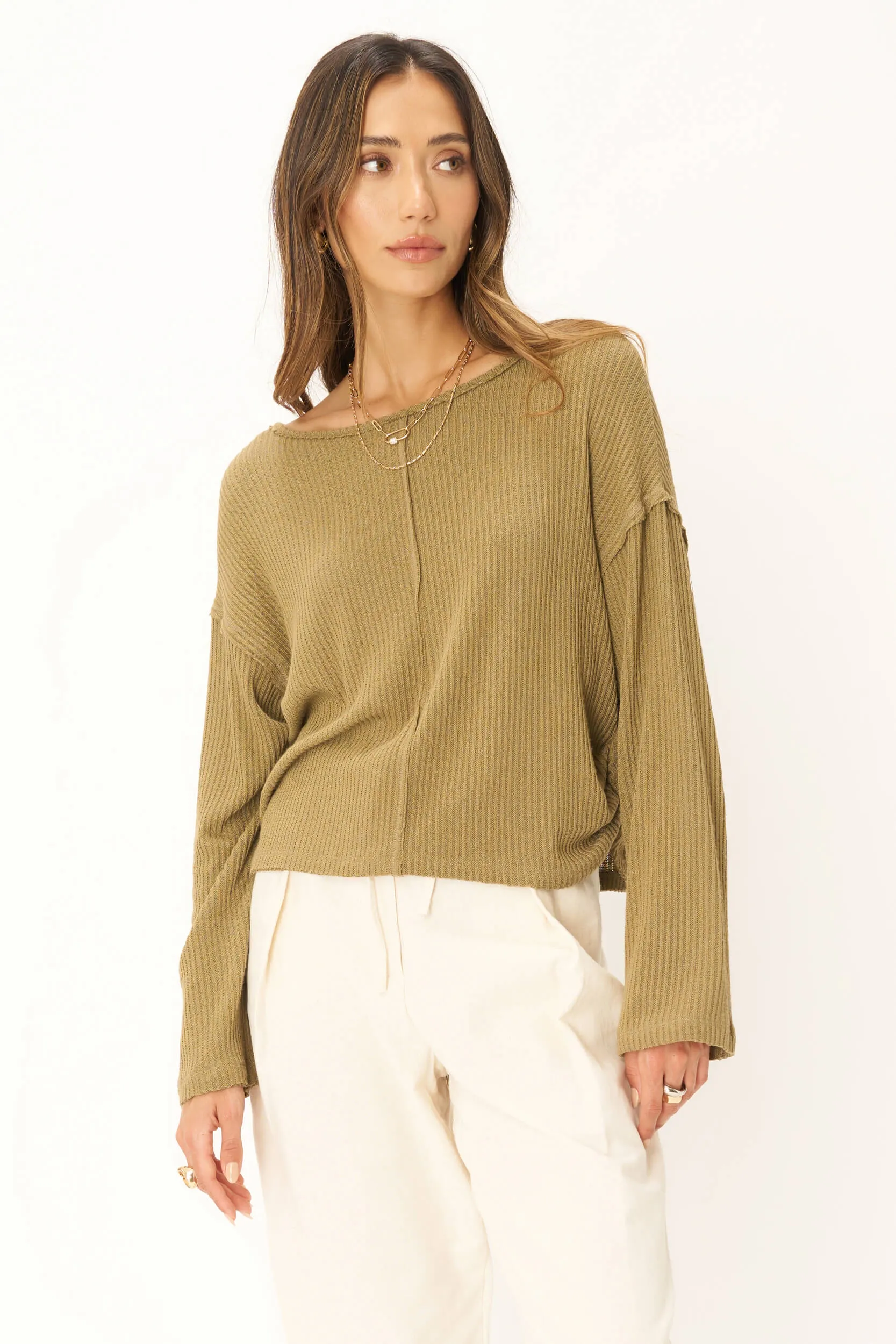 Get It Right Textured Rib Long Sleeve - Tumbleweed