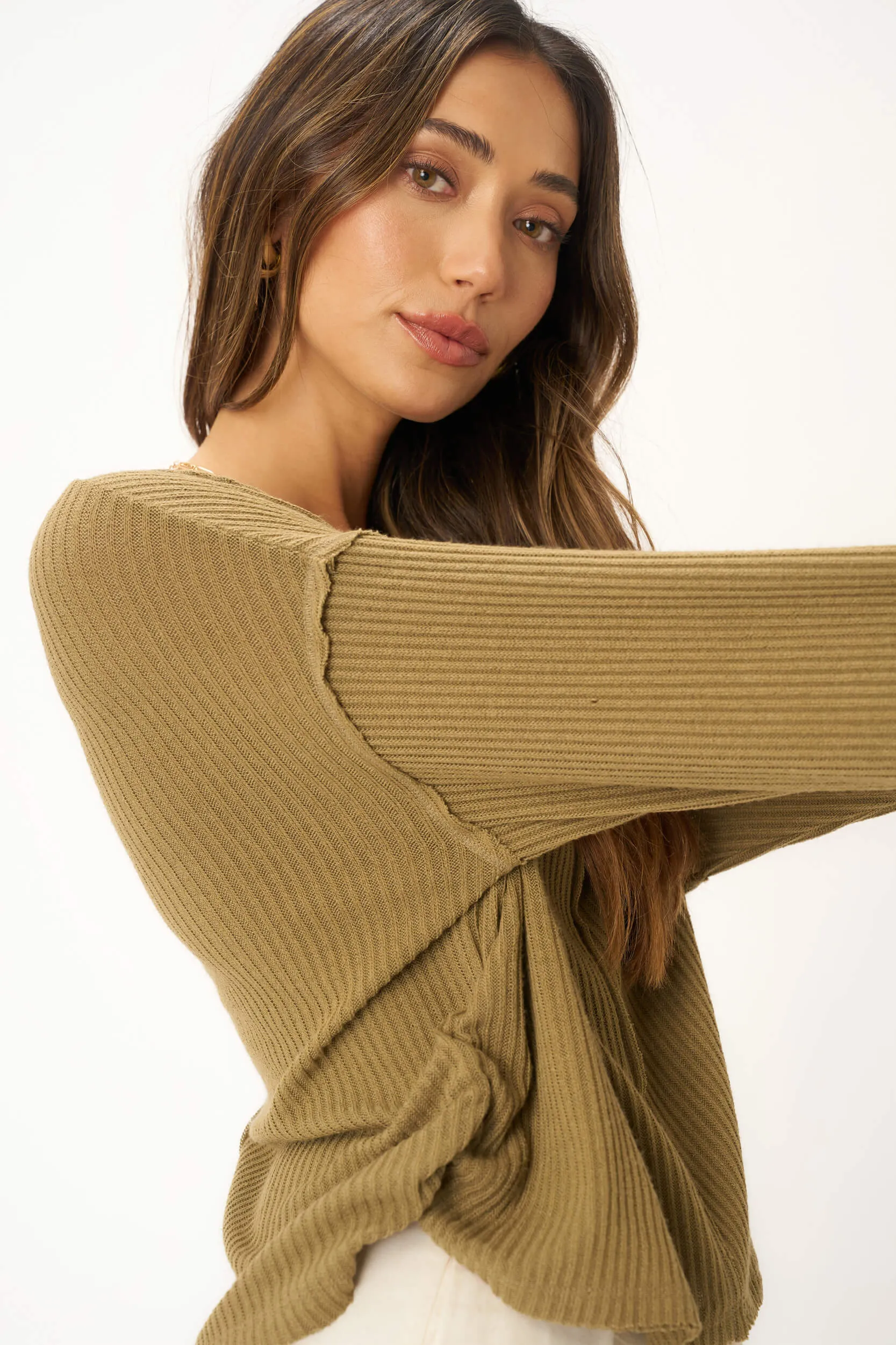 Get It Right Textured Rib Long Sleeve - Tumbleweed